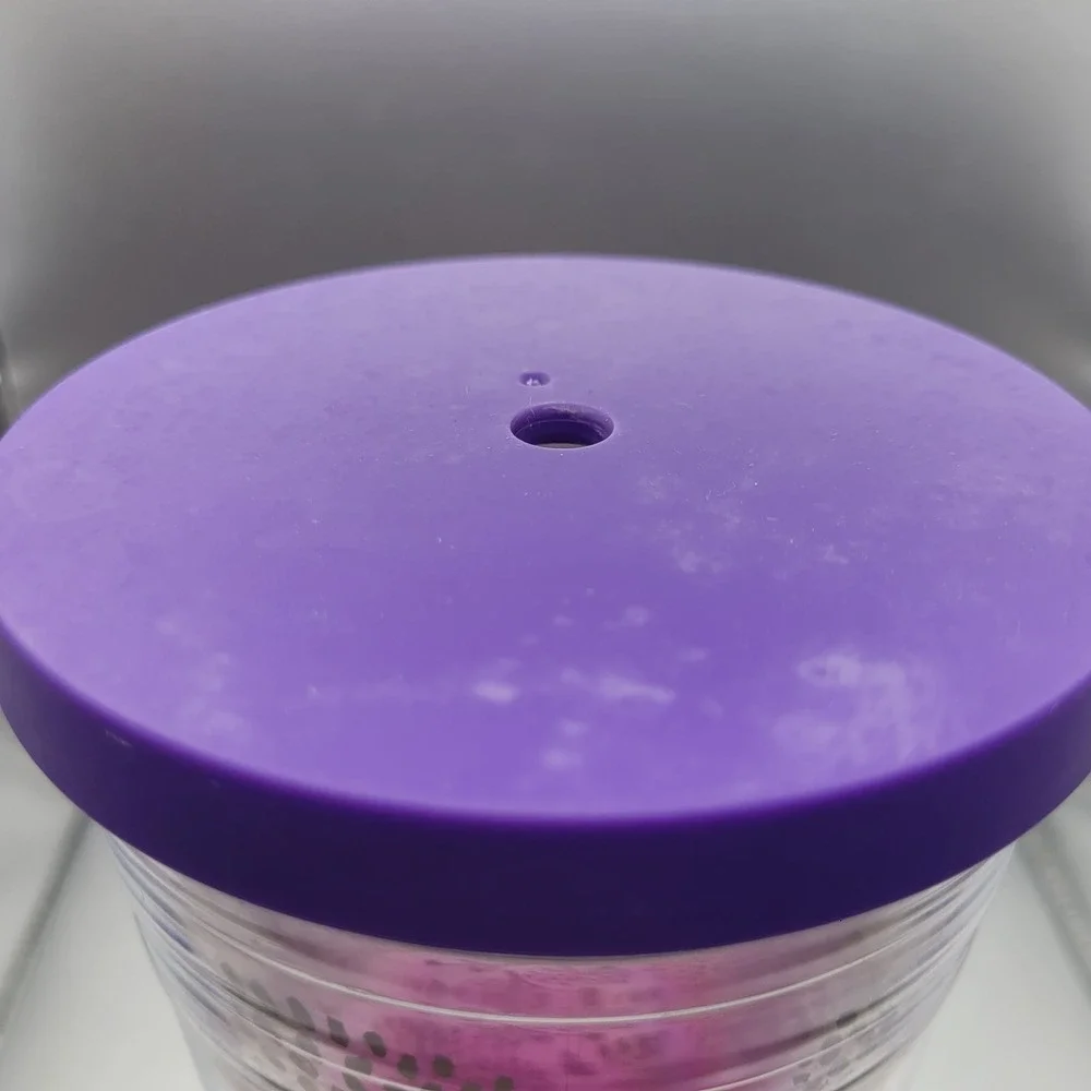 Starbucks 2012 Dandelion Blossom Pink Cup Tumbler 24 oz‎ Replaced Purple Lid